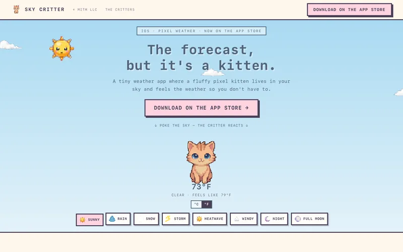 skycritter.app: the forecast, but it's a kitten, with the interactive sky demo